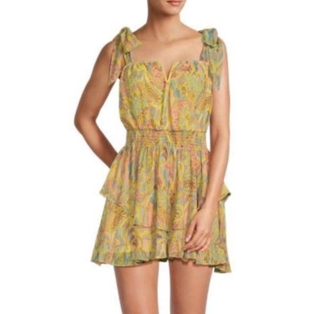 Ramy Brook Frankie Ruffle Mini Dress Yellow S
